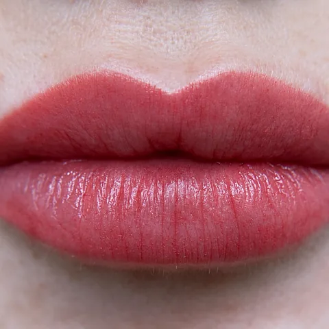 After Lip Blush treatment, healed result